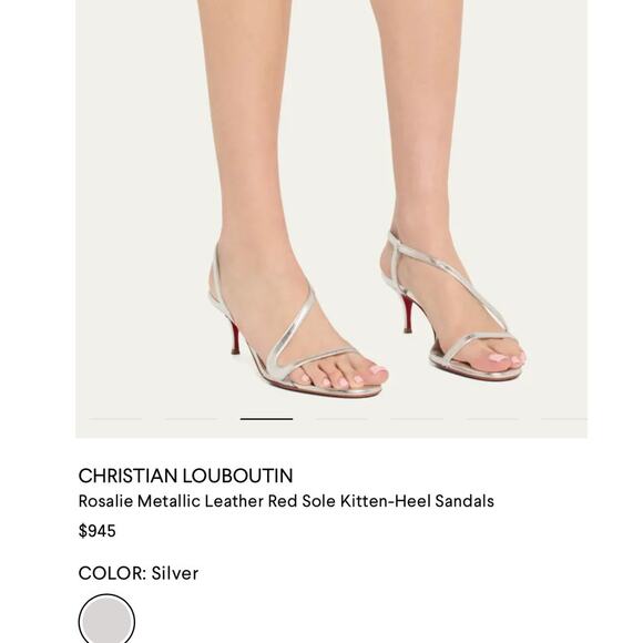 Christian Louboutin Rosalie 55 Metallic Silver Kitten Short Heel Sandal 38 - Picture 7 of 8